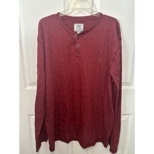 NWT‎ PX Henley Shirt Long Sleeve Button Up Casual Top Men's XXL Y2K Red